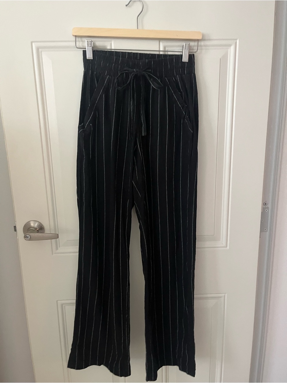 Sienna Sky Black Pinstripe Wide Leg Pants